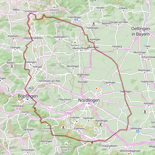 Map miniature of "The Klosterberg Gravel Adventure" cycling inspiration in Stuttgart, Germany. Generated by Tarmacs.app cycling route planner