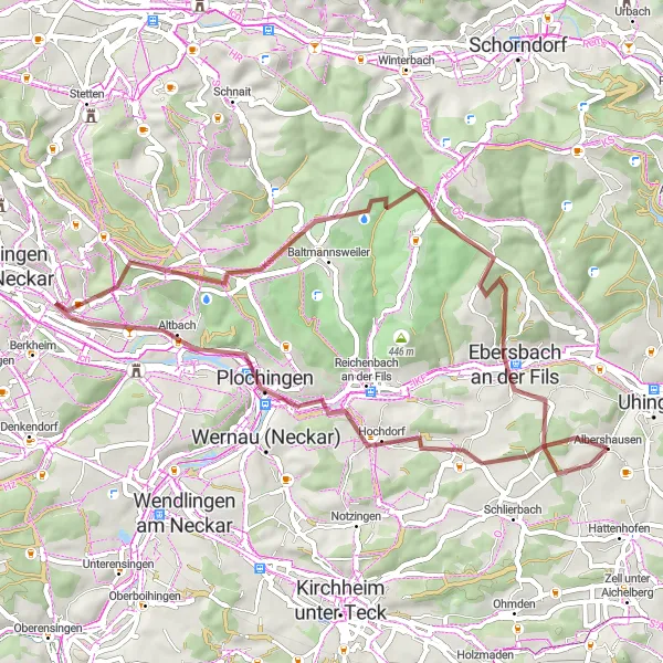 Karten-Miniaturansicht der Radinspiration "Kurzweilige Gravel-Route" in Stuttgart, Germany. Erstellt vom Tarmacs.app-Routenplaner für Radtouren