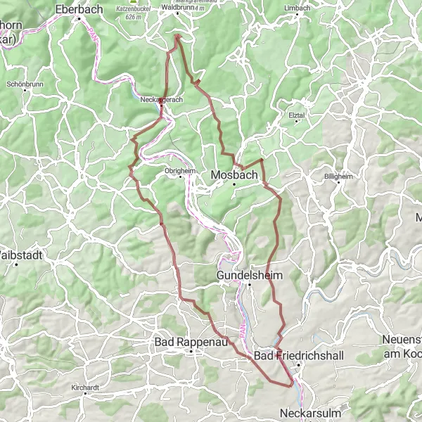 Karten-Miniaturansicht der Radinspiration "Gravel Cycling Route: Untereisesheim nach Mittelberg" in Stuttgart, Germany. Erstellt vom Tarmacs.app-Routenplaner für Radtouren