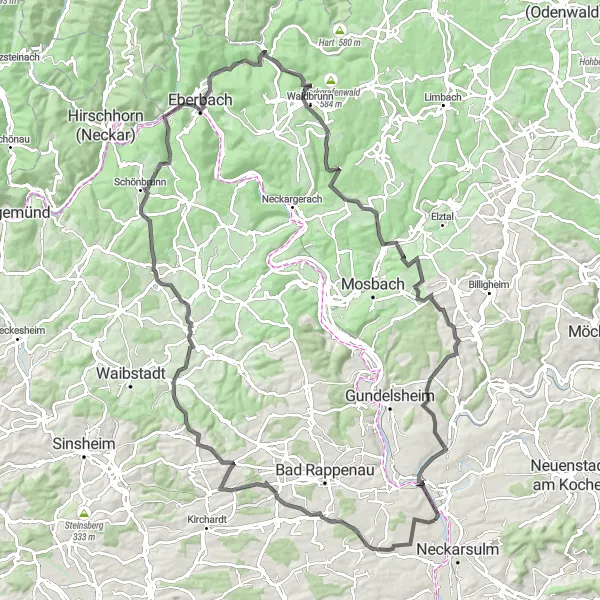 Karten-Miniaturansicht der Radinspiration "Road-Tour nach Bad Friedrichshall" in Stuttgart, Germany. Erstellt vom Tarmacs.app-Routenplaner für Radtouren