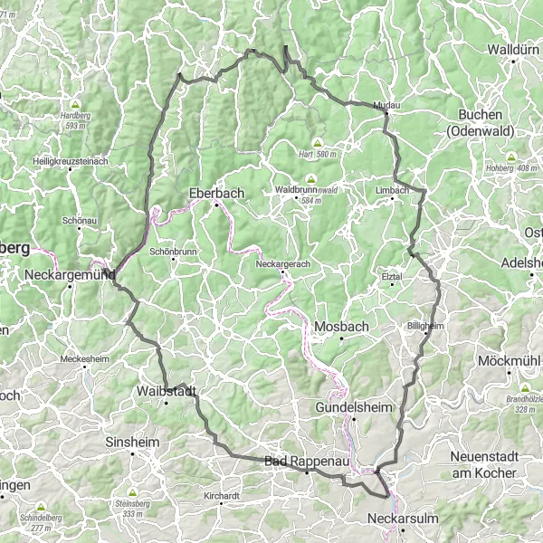 Karten-Miniaturansicht der Radinspiration "Road-Tour durch die Weinberge" in Stuttgart, Germany. Erstellt vom Tarmacs.app-Routenplaner für Radtouren