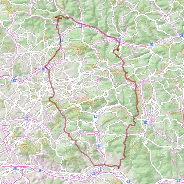 Map miniature of "The Lauter Valley Gravel Adventure" cycling inspiration in Stuttgart, Germany. Generated by Tarmacs.app cycling route planner