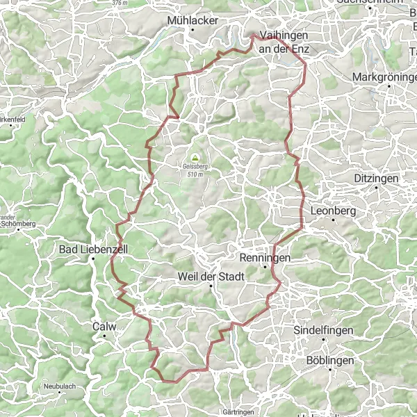 Karten-Miniaturansicht der Radinspiration "Abenteuerliche Graveltour durch hügeliges Gelände" in Stuttgart, Germany. Erstellt vom Tarmacs.app-Routenplaner für Radtouren