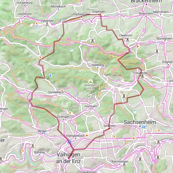 Karten-Miniaturansicht der Radinspiration "Gravel-Abenteuer durch Weinberge" in Stuttgart, Germany. Erstellt vom Tarmacs.app-Routenplaner für Radtouren