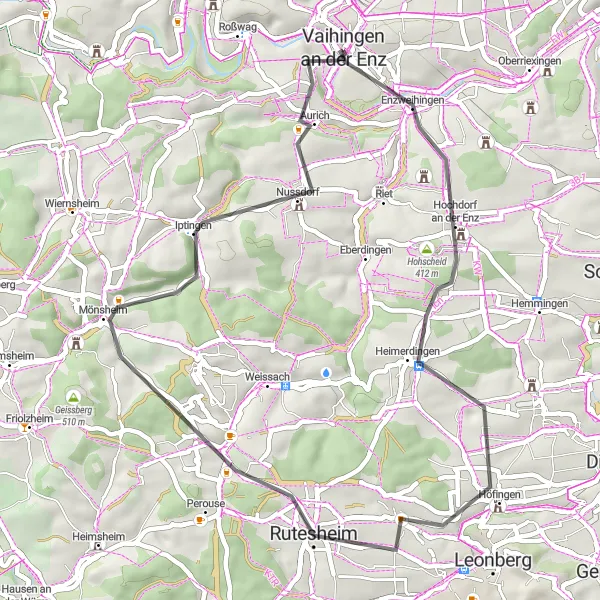 Karten-Miniaturansicht der Radinspiration "Enztal und Naturerlebnis" in Stuttgart, Germany. Erstellt vom Tarmacs.app-Routenplaner für Radtouren