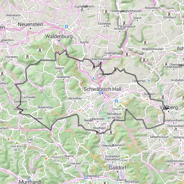 Karten-Miniaturansicht der Radinspiration "Bilz und Eselsburg Rundweg" in Stuttgart, Germany. Erstellt vom Tarmacs.app-Routenplaner für Radtouren