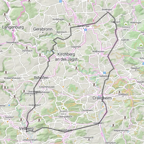 Karten-Miniaturansicht der Radinspiration "Bastion Tour" in Stuttgart, Germany. Erstellt vom Tarmacs.app-Routenplaner für Radtouren