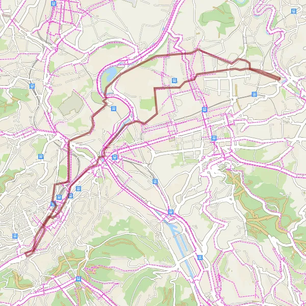 Map miniature of "Waiblingen to Stuttgart-Süd Gravel Route" cycling inspiration in Stuttgart, Germany. Generated by Tarmacs.app cycling route planner