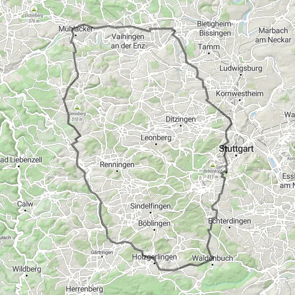 Karten-Miniaturansicht der Radinspiration "Panorama Tour durch die Naturparks" in Stuttgart, Germany. Erstellt vom Tarmacs.app-Routenplaner für Radtouren