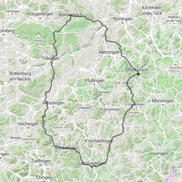 Karten-Miniaturansicht der Radinspiration "Bergabenteuer im Schwäbischen Alb" in Stuttgart, Germany. Erstellt vom Tarmacs.app-Routenplaner für Radtouren
