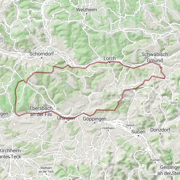 Karten-Miniaturansicht der Radinspiration "Gravel-Tour rund um Stuttgart" in Stuttgart, Germany. Erstellt vom Tarmacs.app-Routenplaner für Radtouren