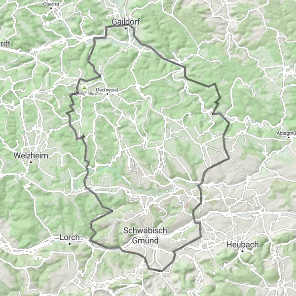 Karten-Miniaturansicht der Radinspiration "Radtour entlang historischer Orte nach Zimmern" in Stuttgart, Germany. Erstellt vom Tarmacs.app-Routenplaner für Radtouren