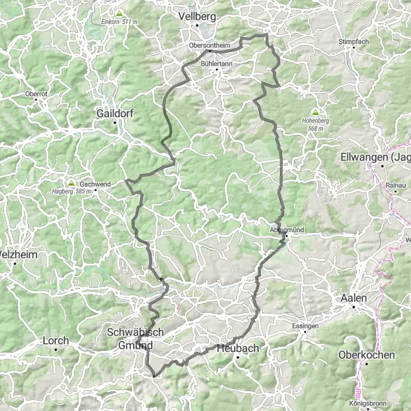 Karten-Miniaturansicht der Radinspiration "Entdeckungstour durch Schwäbisch Gmünd" in Stuttgart, Germany. Erstellt vom Tarmacs.app-Routenplaner für Radtouren
