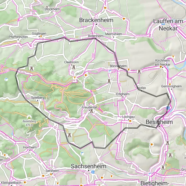 Karten-Miniaturansicht der Radinspiration "Baiselsberg Rundtour" in Stuttgart, Germany. Erstellt vom Tarmacs.app-Routenplaner für Radtouren