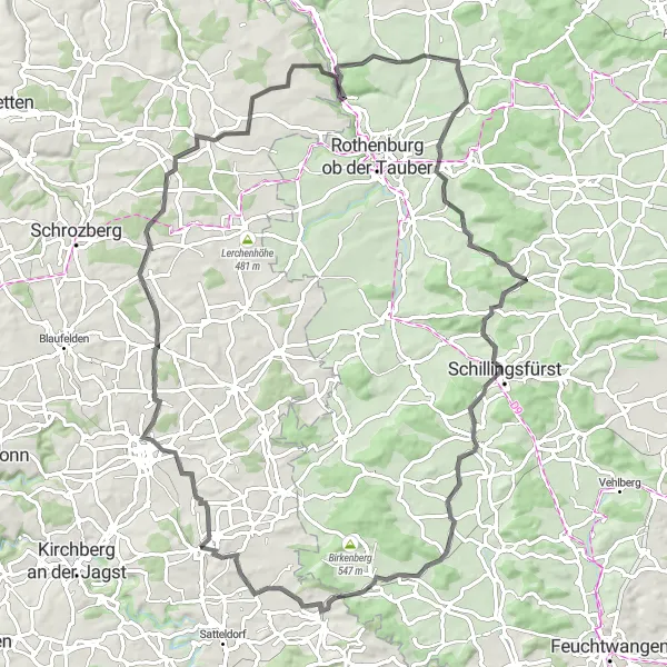 Map miniature of "Seldeneck and Malerwinkel Loop" cycling inspiration in Stuttgart, Germany. Generated by Tarmacs.app cycling route planner