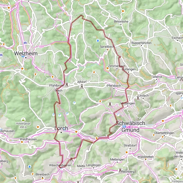 Karten-Miniaturansicht der Radinspiration "Abenteuerliche Gravel-Tour" in Stuttgart, Germany. Erstellt vom Tarmacs.app-Routenplaner für Radtouren