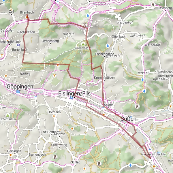 Karten-Miniaturansicht der Radinspiration "Bewaldete Hügel und malerische Ausblicke" in Stuttgart, Germany. Erstellt vom Tarmacs.app-Routenplaner für Radtouren