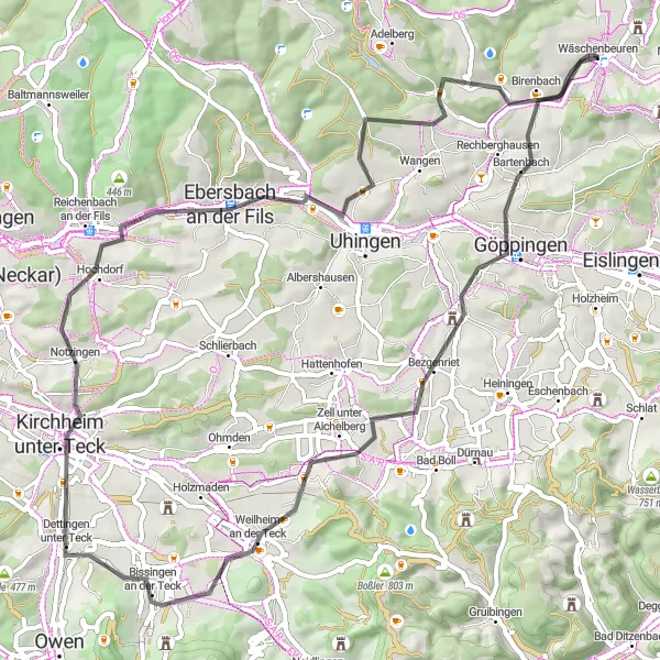 Karten-Miniaturansicht der Radinspiration "Kultur und Natur im Einklang" in Stuttgart, Germany. Erstellt vom Tarmacs.app-Routenplaner für Radtouren