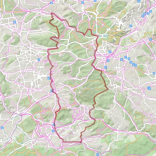 Karten-Miniaturansicht der Radinspiration "Geheimnisvolle Wege durch Musberg" in Stuttgart, Germany. Erstellt vom Tarmacs.app-Routenplaner für Radtouren