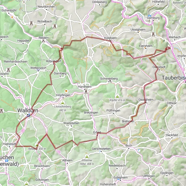 Karten-Miniaturansicht der Radinspiration "Gravel-Abenteuer durch den Odenwald" in Stuttgart, Germany. Erstellt vom Tarmacs.app-Routenplaner für Radtouren