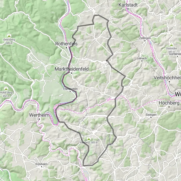 Map miniature of "The Scenic Road Loop" cycling inspiration in Stuttgart, Germany. Generated by Tarmacs.app cycling route planner