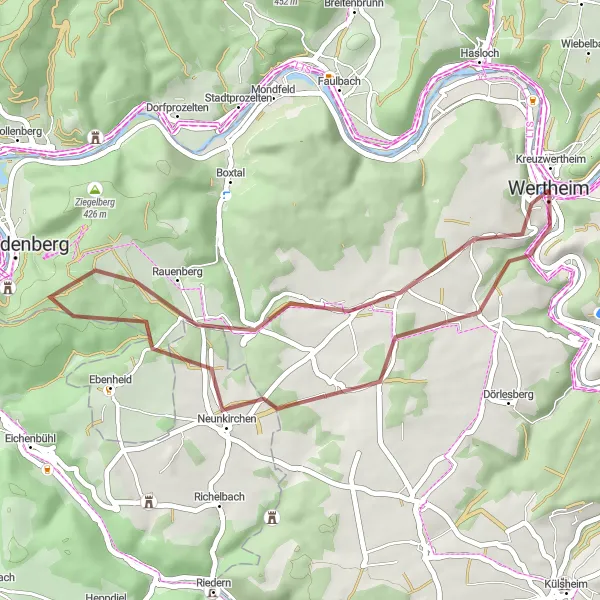 Karten-Miniaturansicht der Radinspiration "Abenteuer im Spessart" in Stuttgart, Germany. Erstellt vom Tarmacs.app-Routenplaner für Radtouren