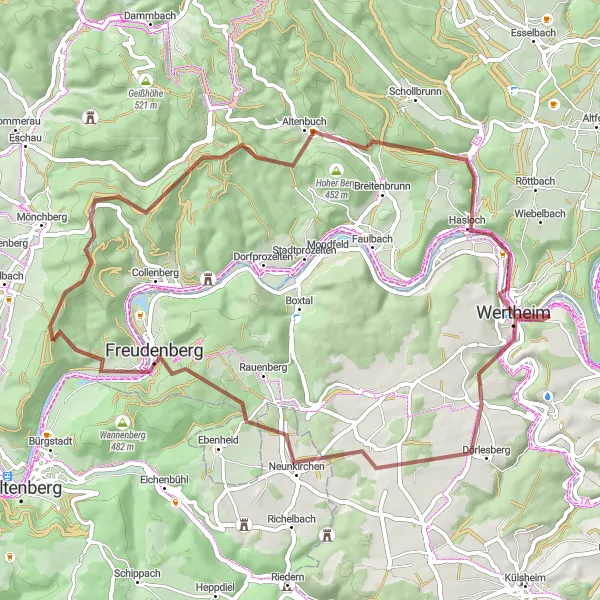 Karten-Miniaturansicht der Radinspiration "Rund um Wertheim" in Stuttgart, Germany. Erstellt vom Tarmacs.app-Routenplaner für Radtouren