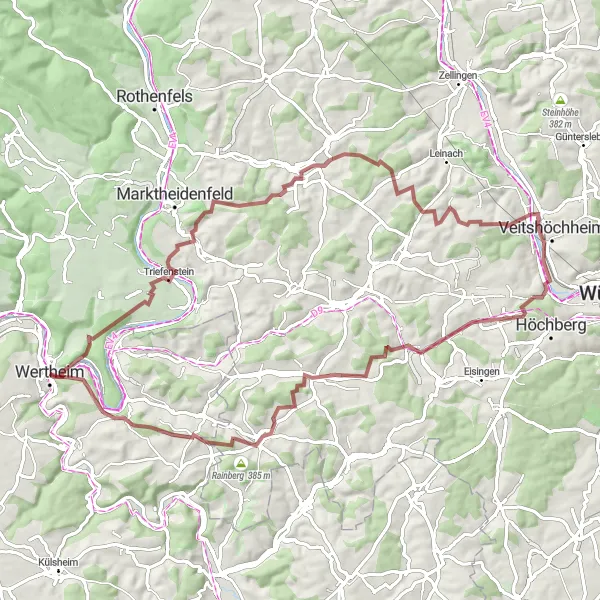 Karten-Miniaturansicht der Radinspiration "Abenteuerliche Gravel-Tour um Wertheim herum" in Stuttgart, Germany. Erstellt vom Tarmacs.app-Routenplaner für Radtouren