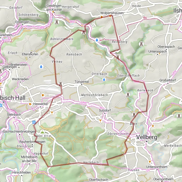Karten-Miniaturansicht der Radinspiration "Gravel-Tour durch die Natur" in Stuttgart, Germany. Erstellt vom Tarmacs.app-Routenplaner für Radtouren
