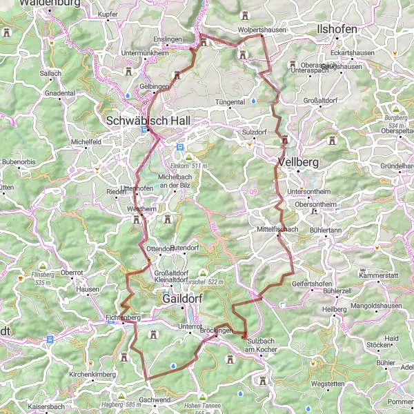 Karten-Miniaturansicht der Radinspiration "Gravel-Tour zu historischen Orten" in Stuttgart, Germany. Erstellt vom Tarmacs.app-Routenplaner für Radtouren