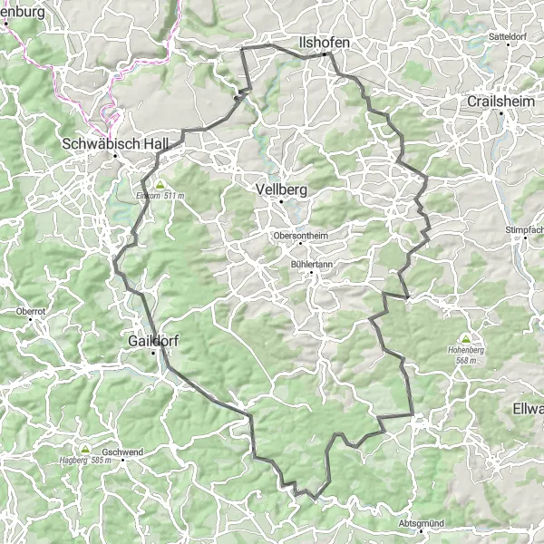 Map miniature of "Bilz River Loop (Road)" cycling inspiration in Stuttgart, Germany. Generated by Tarmacs.app cycling route planner