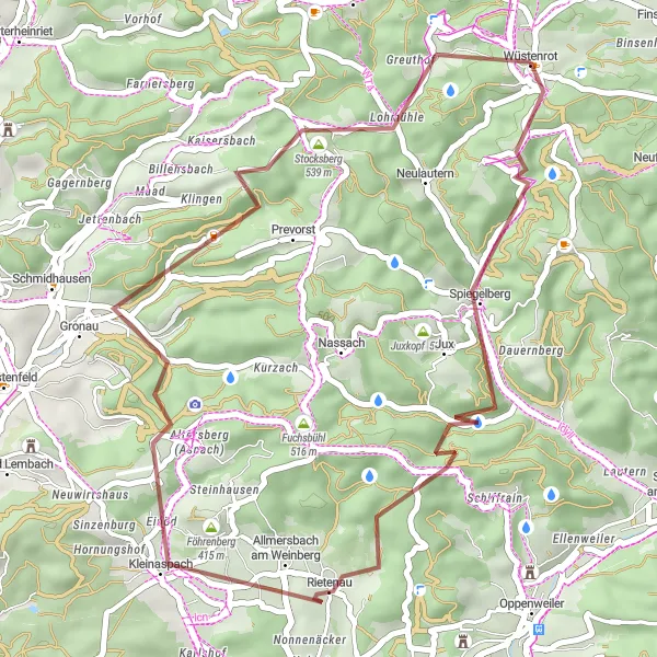Karten-Miniaturansicht der Radinspiration "Spiegelberg Rundweg" in Stuttgart, Germany. Erstellt vom Tarmacs.app-Routenplaner für Radtouren