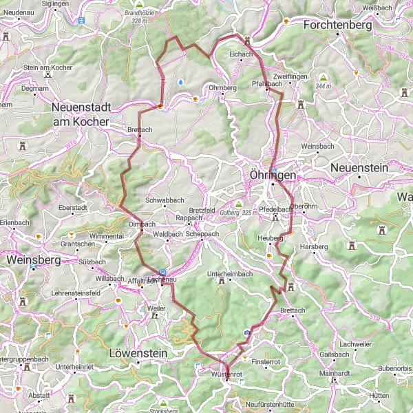 Karten-Miniaturansicht der Radinspiration "Gravelroute zu historischen Highlights" in Stuttgart, Germany. Erstellt vom Tarmacs.app-Routenplaner für Radtouren