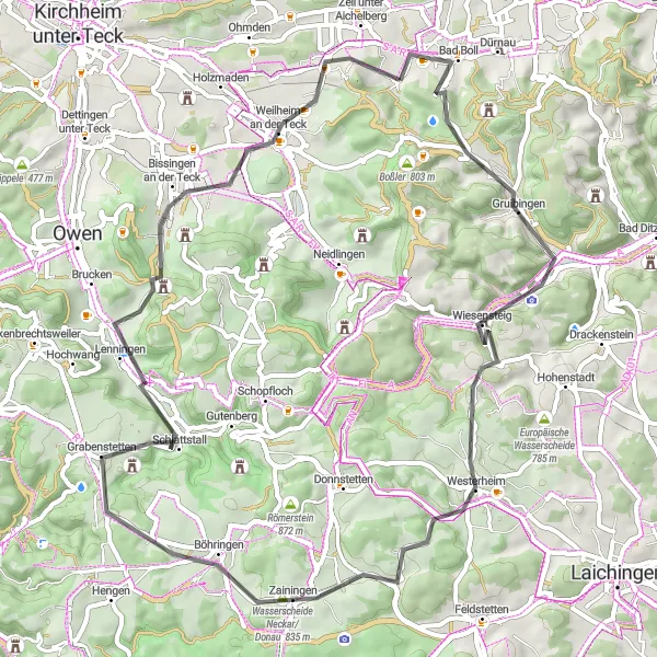 Map miniature of "The Stuttgart Adventure" cycling inspiration in Stuttgart, Germany. Generated by Tarmacs.app cycling route planner