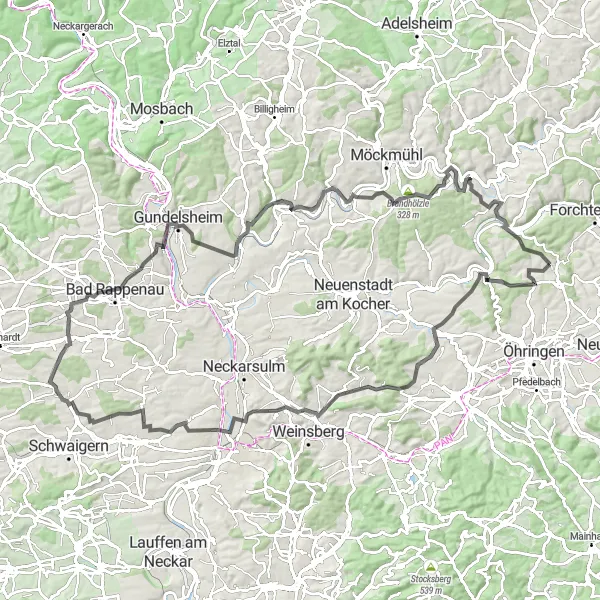 Map miniature of "Limes Route" cycling inspiration in Stuttgart, Germany. Generated by Tarmacs.app cycling route planner