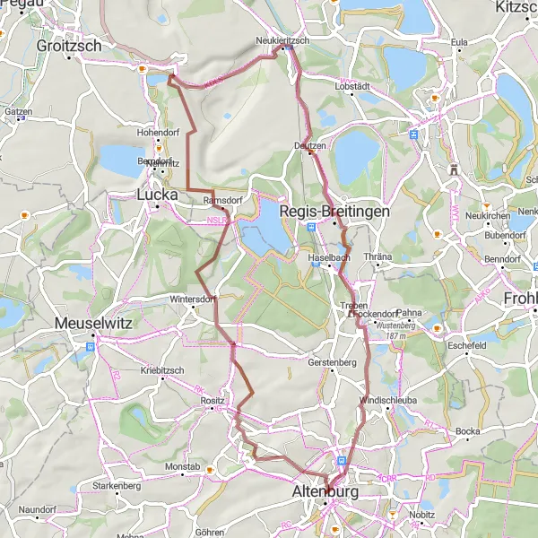 Map miniature of "Historic Gravel Route" cycling inspiration in Thüringen, Germany. Generated by Tarmacs.app cycling route planner