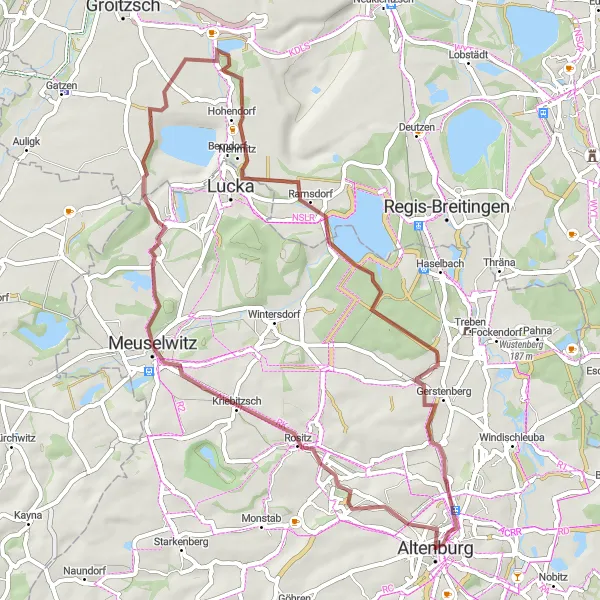 Map miniature of "Through Tranquil Villages" cycling inspiration in Thüringen, Germany. Generated by Tarmacs.app cycling route planner