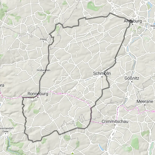 Map miniature of "The Nikolaiturm Route" cycling inspiration in Thüringen, Germany. Generated by Tarmacs.app cycling route planner