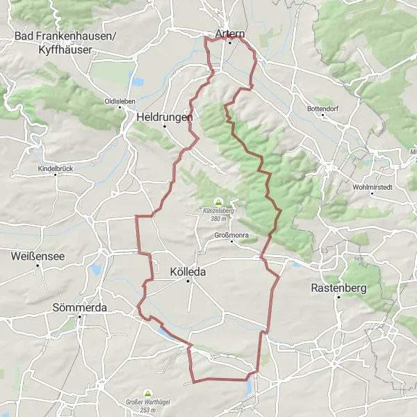 Map miniature of "Gehofen and Wallsberg Scenic Gravel Tour" cycling inspiration in Thüringen, Germany. Generated by Tarmacs.app cycling route planner