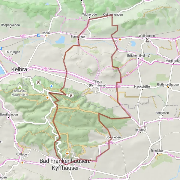 Map miniature of "Gravel Adventure Ride" cycling inspiration in Thüringen, Germany. Generated by Tarmacs.app cycling route planner