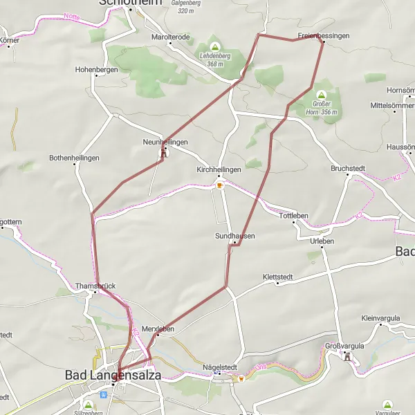 Map miniature of "Neunheilingen - Friederikenschlösschen Loop" cycling inspiration in Thüringen, Germany. Generated by Tarmacs.app cycling route planner