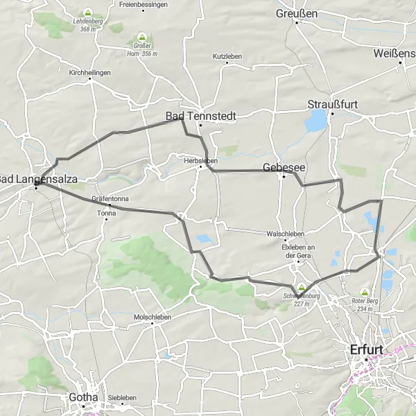 Karten-Miniaturansicht der Radinspiration "Erlebnistour durch Thüringen" in Thüringen, Germany. Erstellt vom Tarmacs.app-Routenplaner für Radtouren