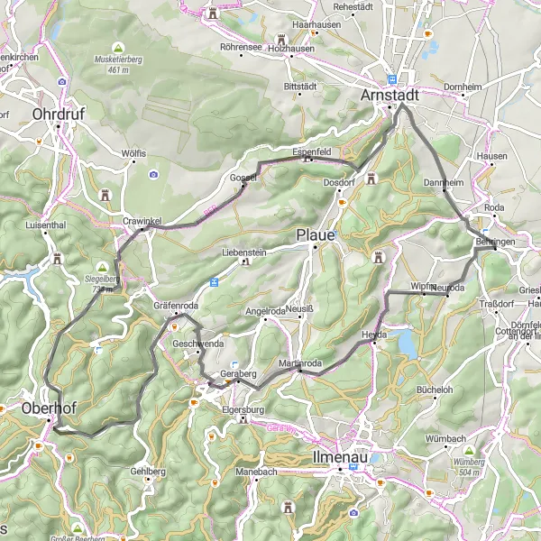 Karten-Miniaturansicht der Radinspiration "Veronikaberg-Rundweg" in Thüringen, Germany. Erstellt vom Tarmacs.app-Routenplaner für Radtouren