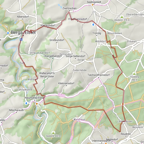 Karten-Miniaturansicht der Radinspiration "Entspannte Tour durch Mohlsdorf" in Thüringen, Germany. Erstellt vom Tarmacs.app-Routenplaner für Radtouren