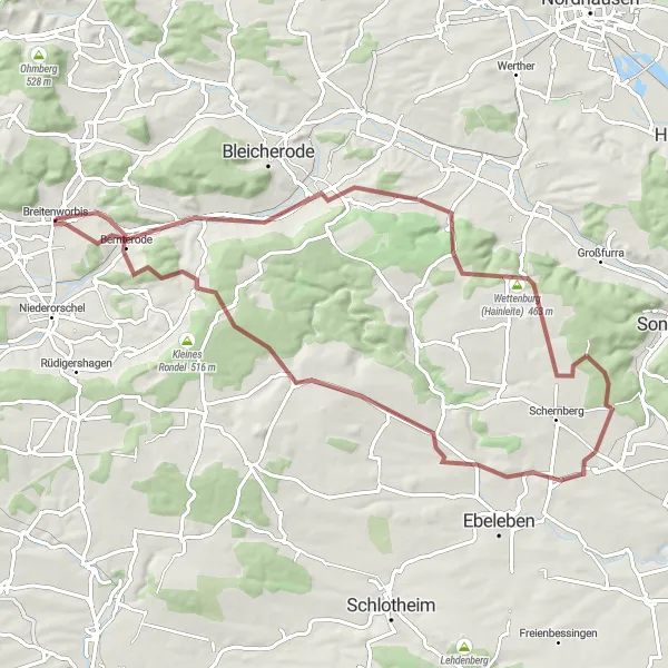 Karten-Miniaturansicht der Radinspiration "Panorama der Hügel und Täler von Thüringen" in Thüringen, Germany. Erstellt vom Tarmacs.app-Routenplaner für Radtouren