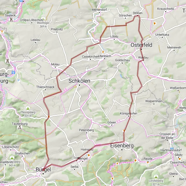 Map miniature of "Scenic Gravel Tour" cycling inspiration in Thüringen, Germany. Generated by Tarmacs.app cycling route planner