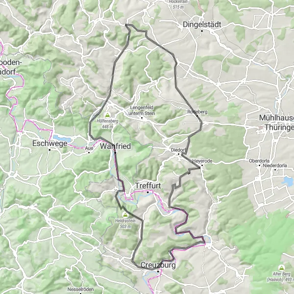 Karten-Miniaturansicht der Radinspiration "Durch den Thüringer Wald" in Thüringen, Germany. Erstellt vom Tarmacs.app-Routenplaner für Radtouren