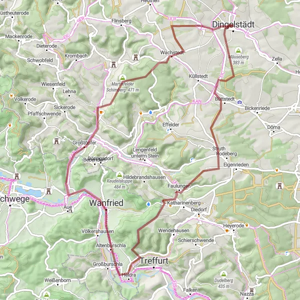 Karten-Miniaturansicht der Radinspiration "Entdecken Sie die Natur von Thüringen" in Thüringen, Germany. Erstellt vom Tarmacs.app-Routenplaner für Radtouren