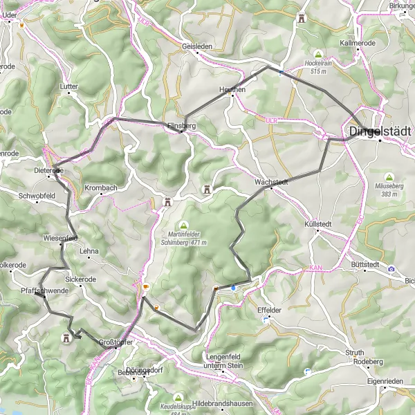 Karten-Miniaturansicht der Radinspiration "Die Straßen von Thüringen erkunden" in Thüringen, Germany. Erstellt vom Tarmacs.app-Routenplaner für Radtouren