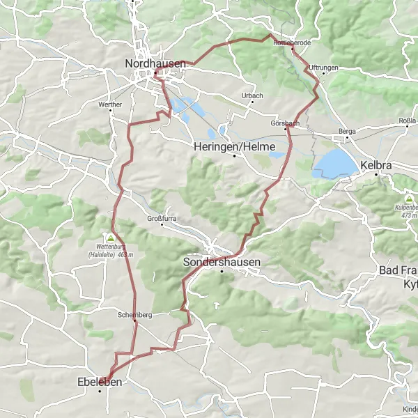 Map miniature of "The Schernberg Loop" cycling inspiration in Thüringen, Germany. Generated by Tarmacs.app cycling route planner